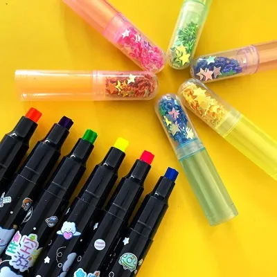 6 Colors Kawaii Star Highlighter Stamper Pen